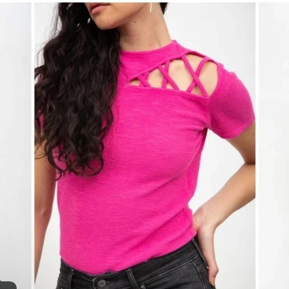 n:Philanthropy Irene Pink Fuchsia Cut Out Bodysuit Size Small NWT - Picture 3 of 8